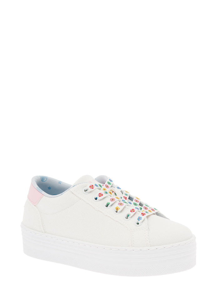 Hiara Feragni Kids Girlss Eye Star White Cotton Sneakers