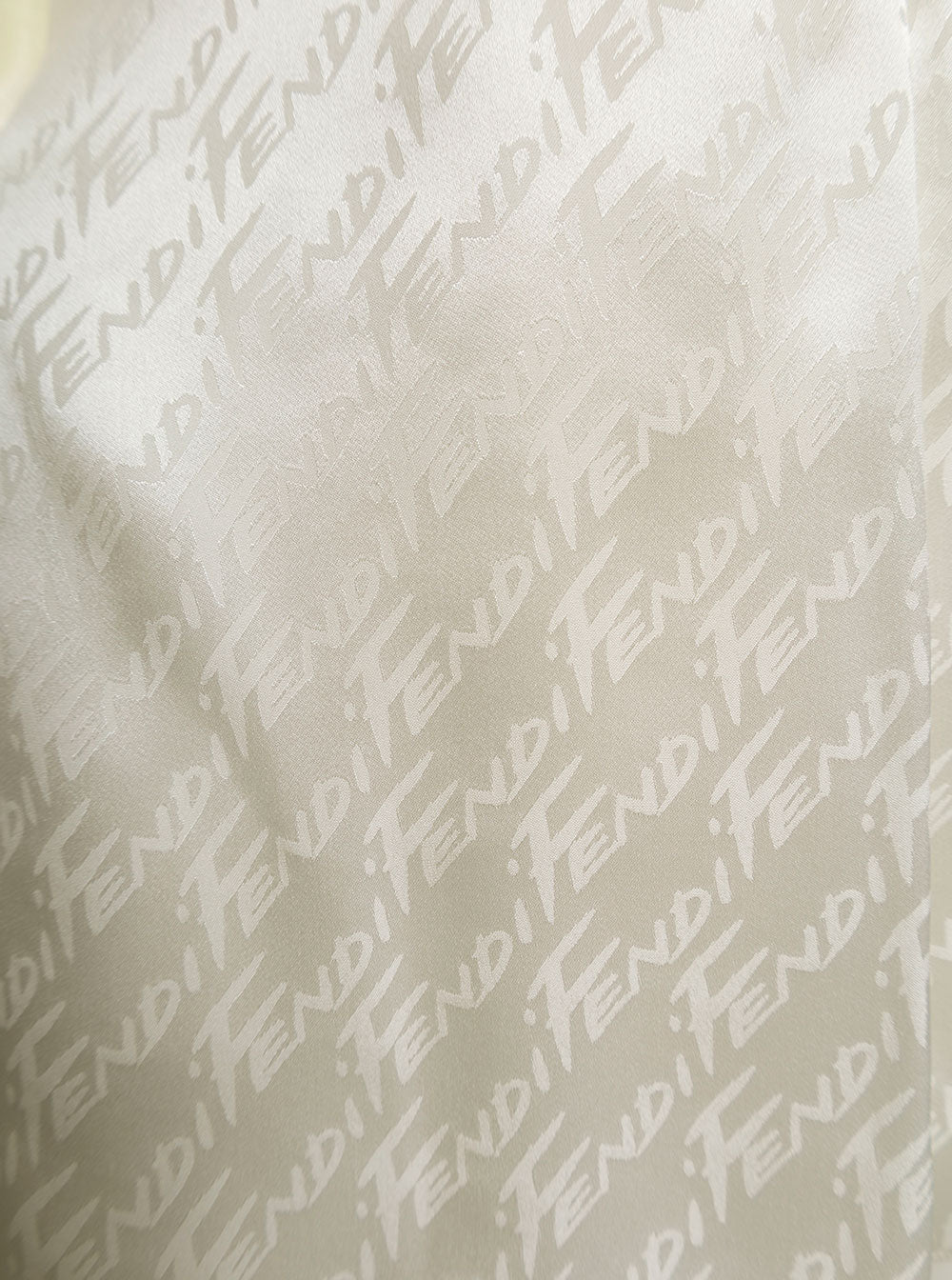 Fendi Womans Silk Satin Blouse With Logo White Shirts And Blouses