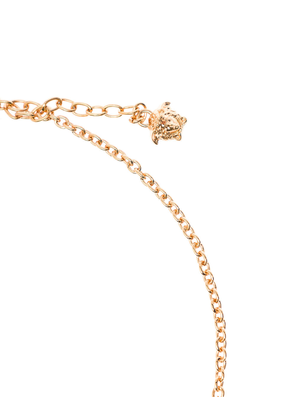 Versace Womans Light Blue Metal Chain Necklace With Logo Blu Necklaces