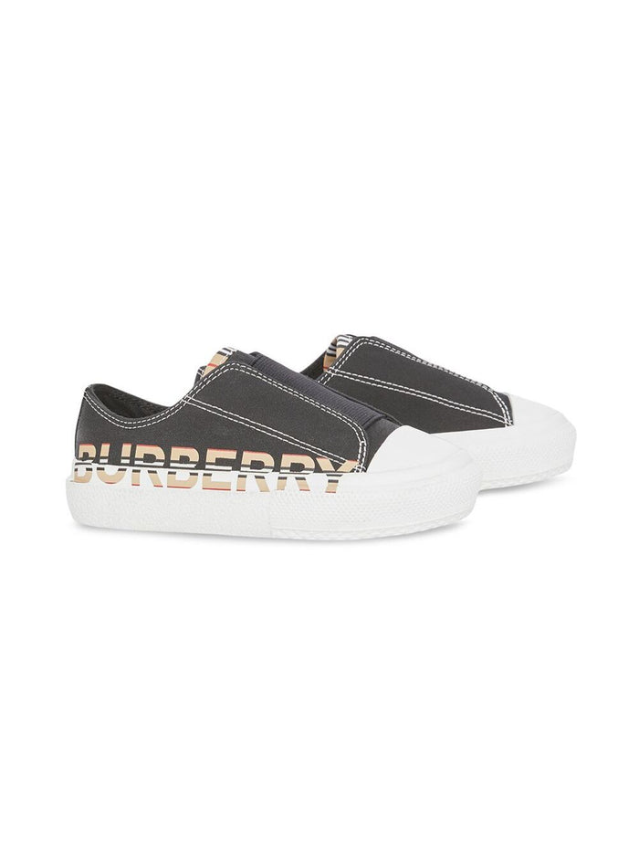 Burberry Kids Boys Cotton Sneakers With Logo Print Black