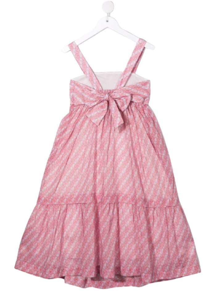 Chloé Kids Girlss Pink Jacquard Cotton Dress With Bow Detail