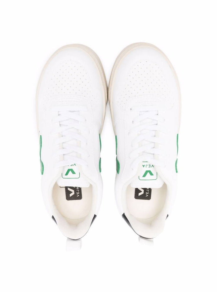 Veja Kids Boys V 10 Vegan Leather Sneakers With Logo White