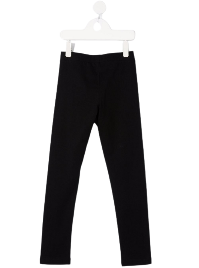 Moschino Kids Girls Black Cotton Leggings With Logo Print Elastane Trousers