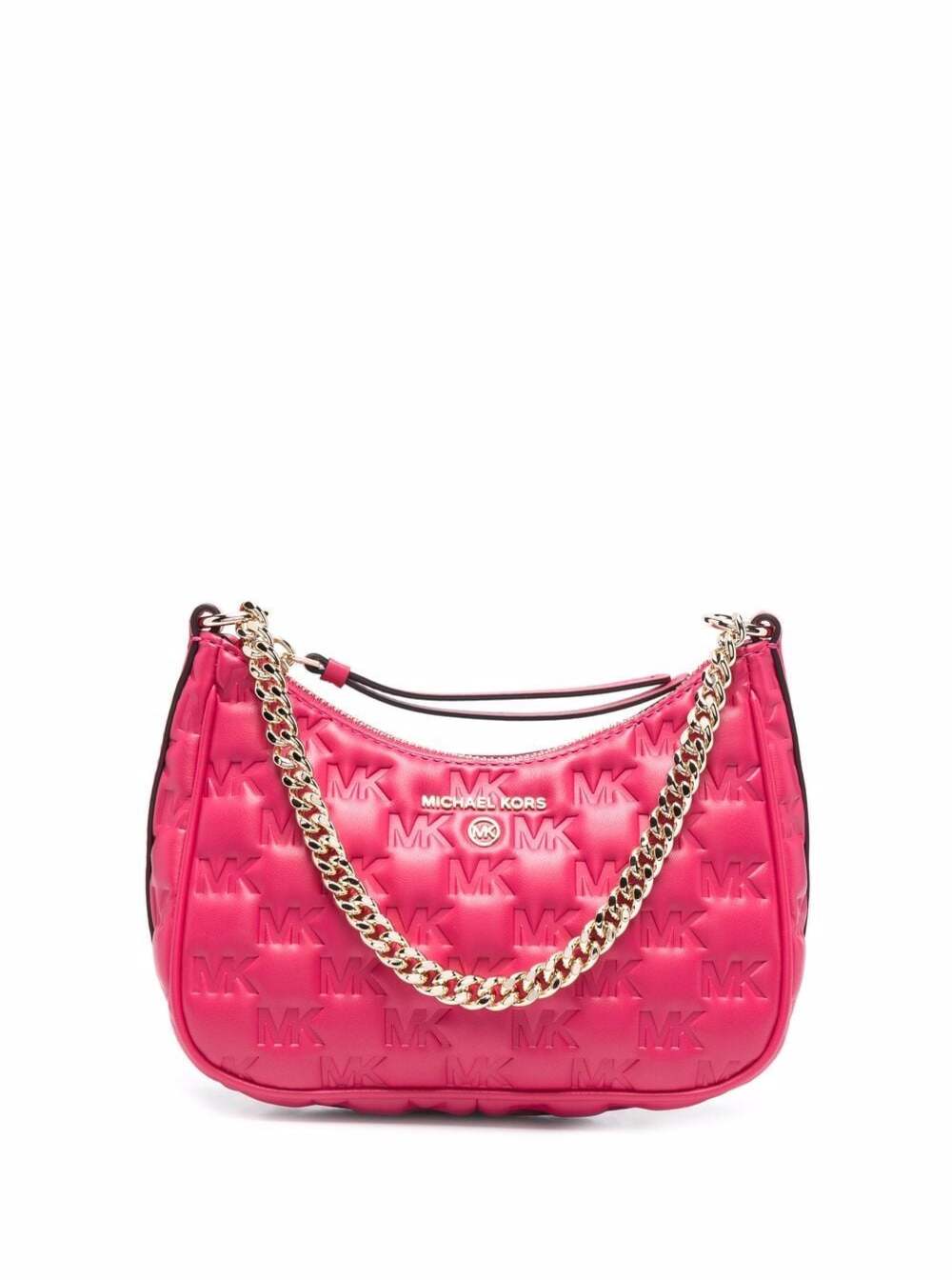 M Michael Kors Womans Jet Set Pink Quilted Leather Handbag Fuxia Polyurethane Polyester Crossbody Bags