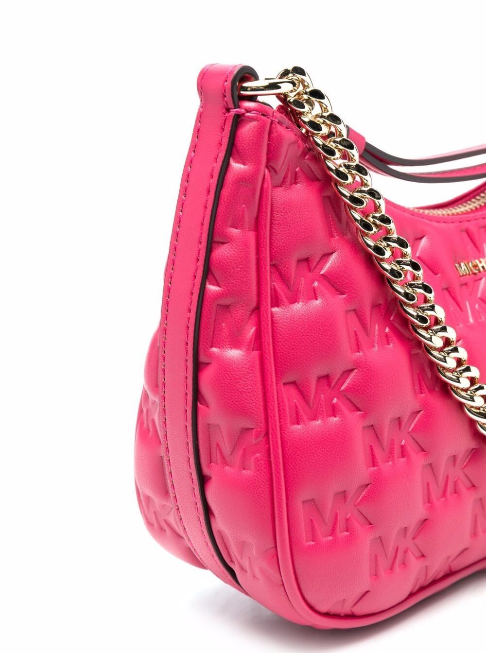 M Michael Kors Womans Jet Set Pink Quilted Leather Handbag Fuxia Polyurethane Polyester Crossbody Bags