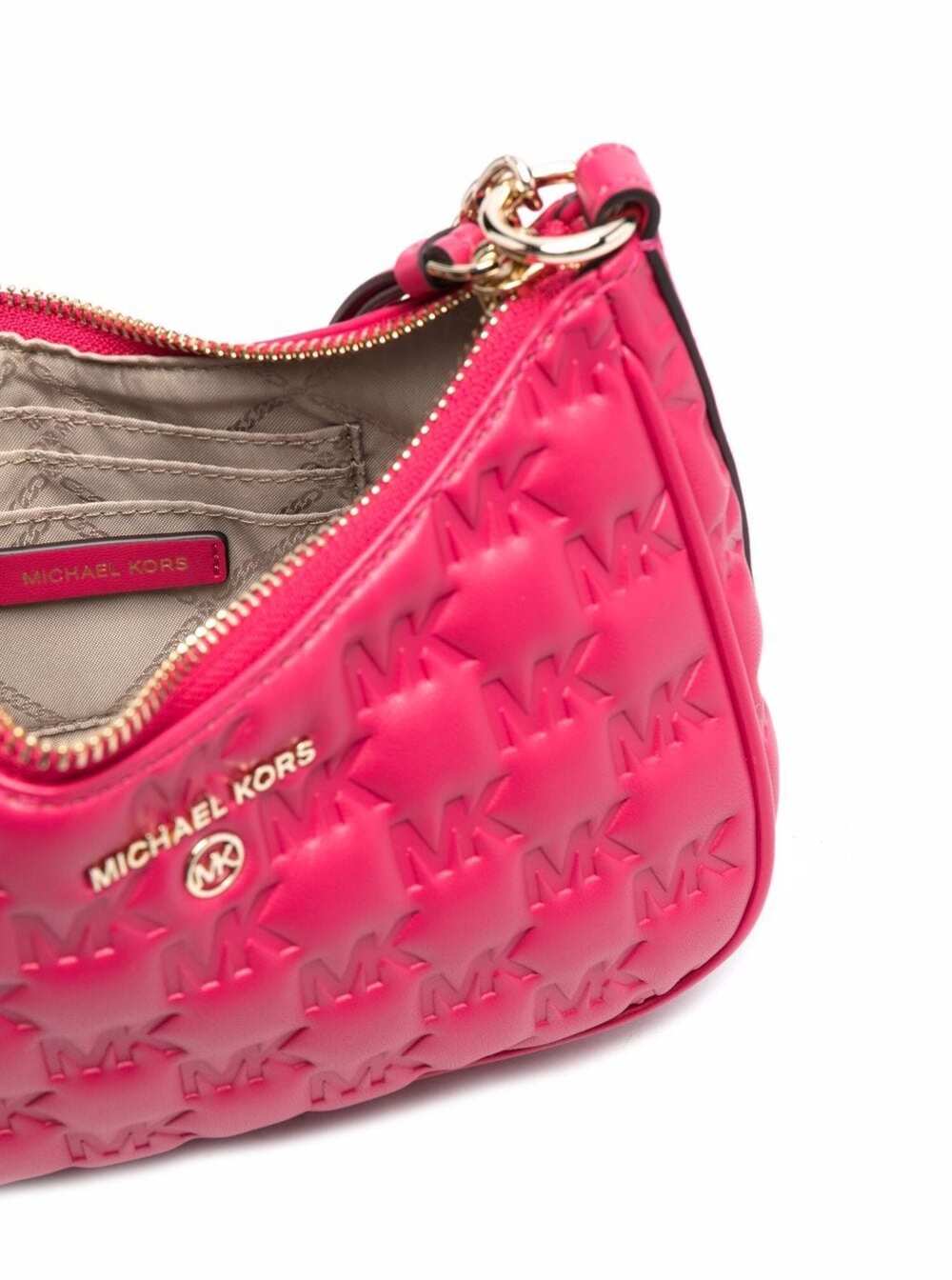 M Michael Kors Womans Jet Set Pink Quilted Leather Handbag Fuxia Polyurethane Polyester Crossbody Bags