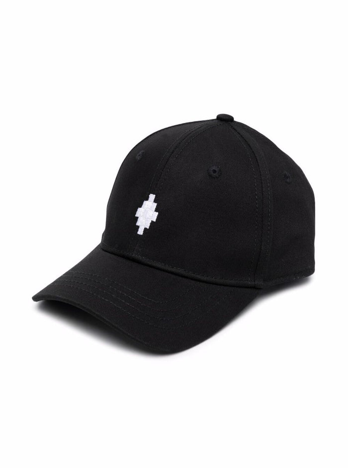 Marcelo Burlon Boys Black Cotton Hat With Logo Polyester And Gloves