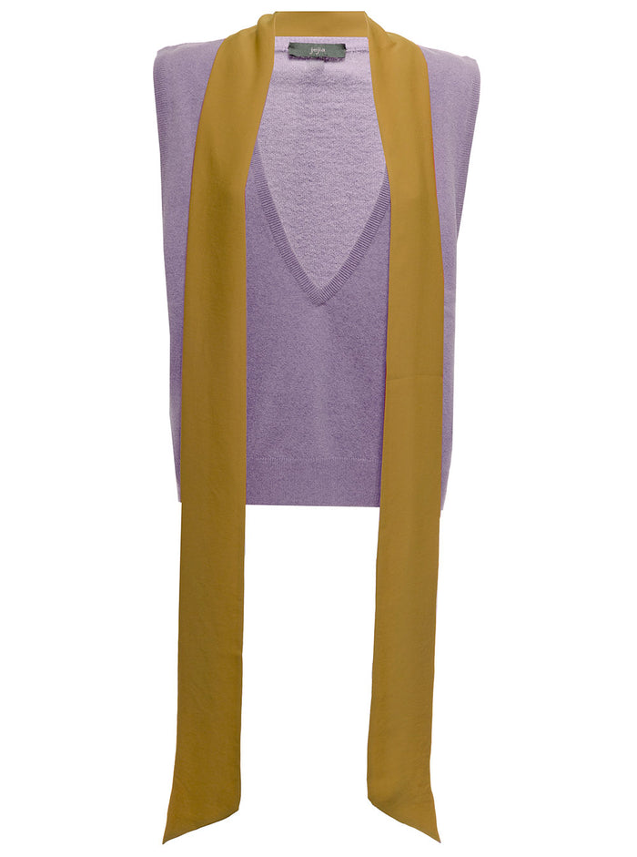 Jejia Woman S Grace Wool Vest With Scarf Violet Jersey