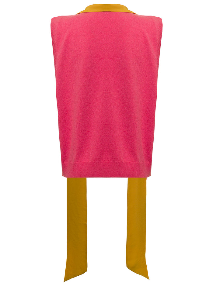 Jejia Woman S Grace Wool Vest With Scarf Pink Jersey