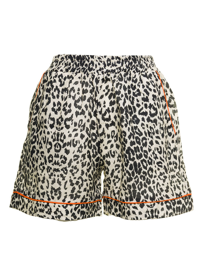 Anjuna Woman S Tali Animalier Linen Shorts Beige And Bermuda