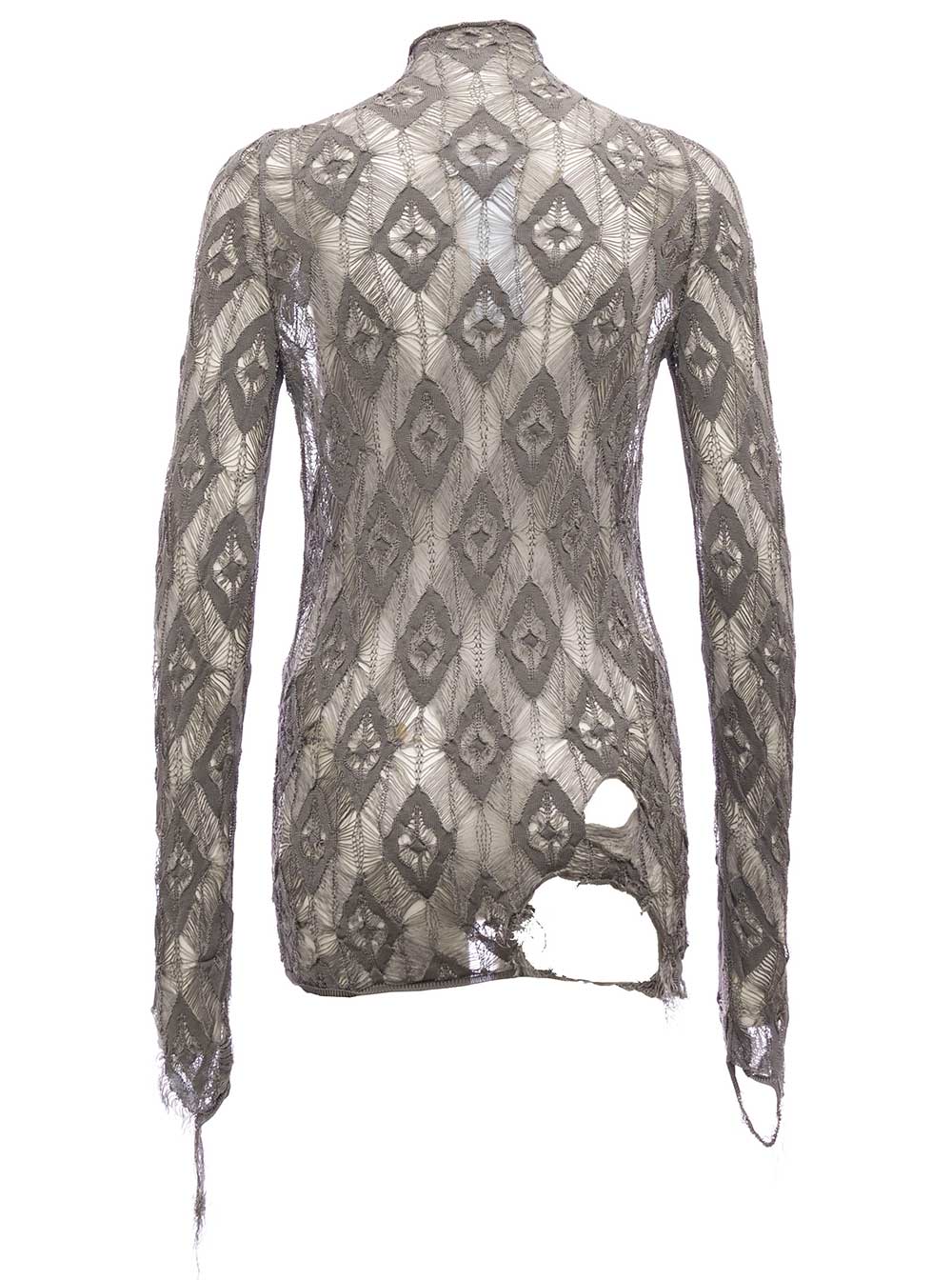 Grey Gauge Lace Long-Sleeved Shirt Viscose Jersey
