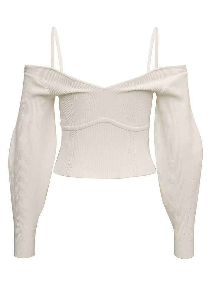 White Viscose Blend Tanktop Jersey