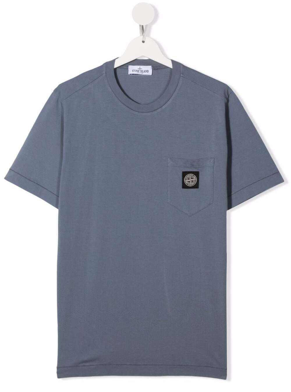 Stone Island Kids Sugar Paper Cotton T-Shirt With Logo Light Blue Tshirts And Polo Shirts