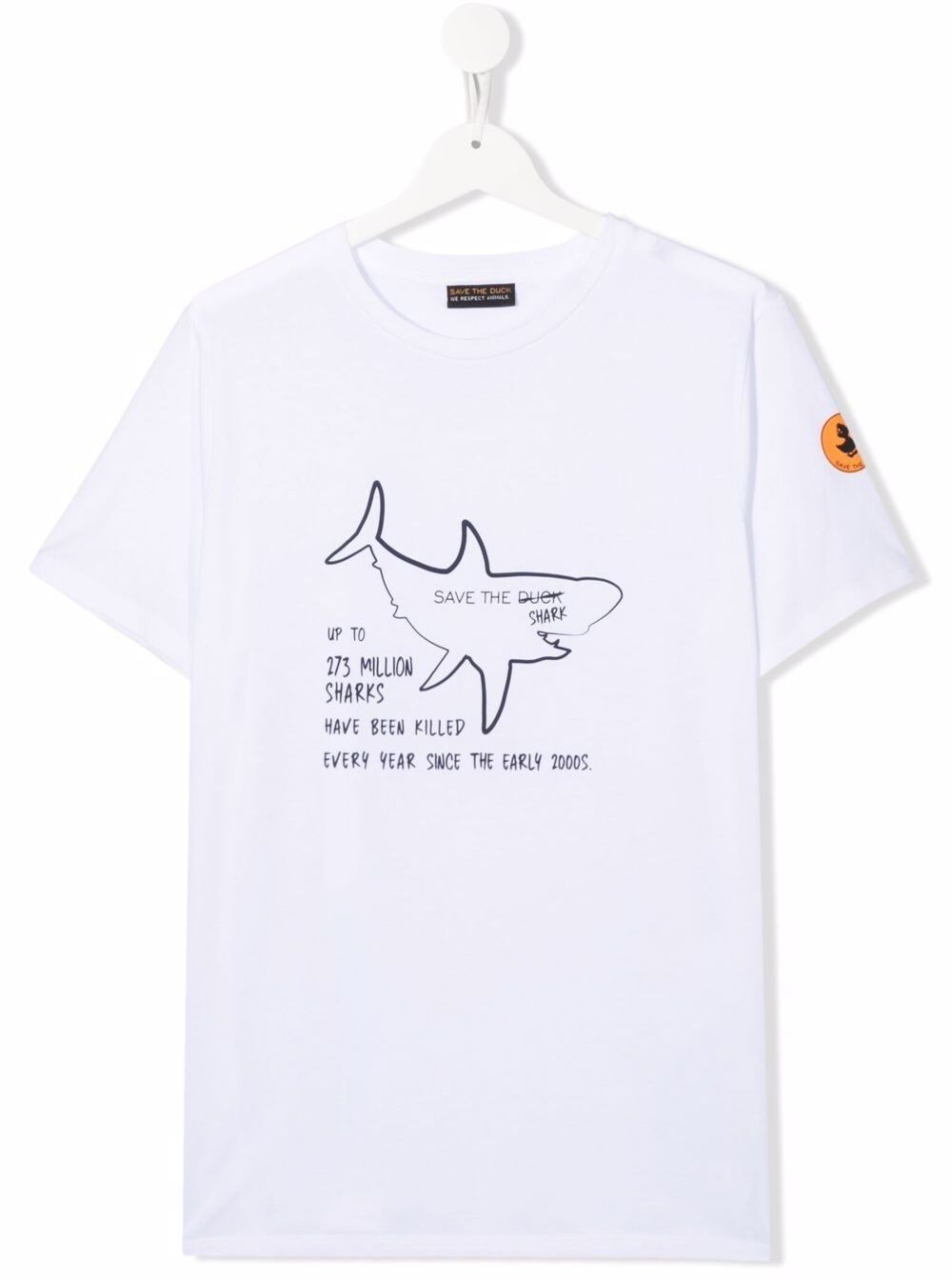 Save The Duck Kids Boys White Payton Cotton T-Shirt Tshirts And Polo Shirts