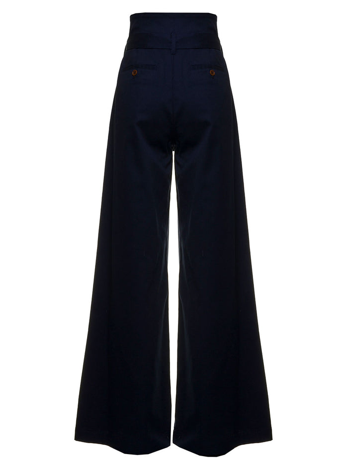 Jejia Womans Sophie Blue Cotton Trousers Blu