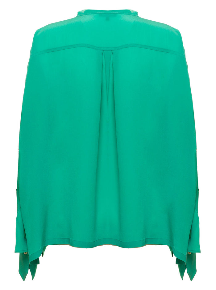 Jejia Womans Green Silk Shirt And Blouses