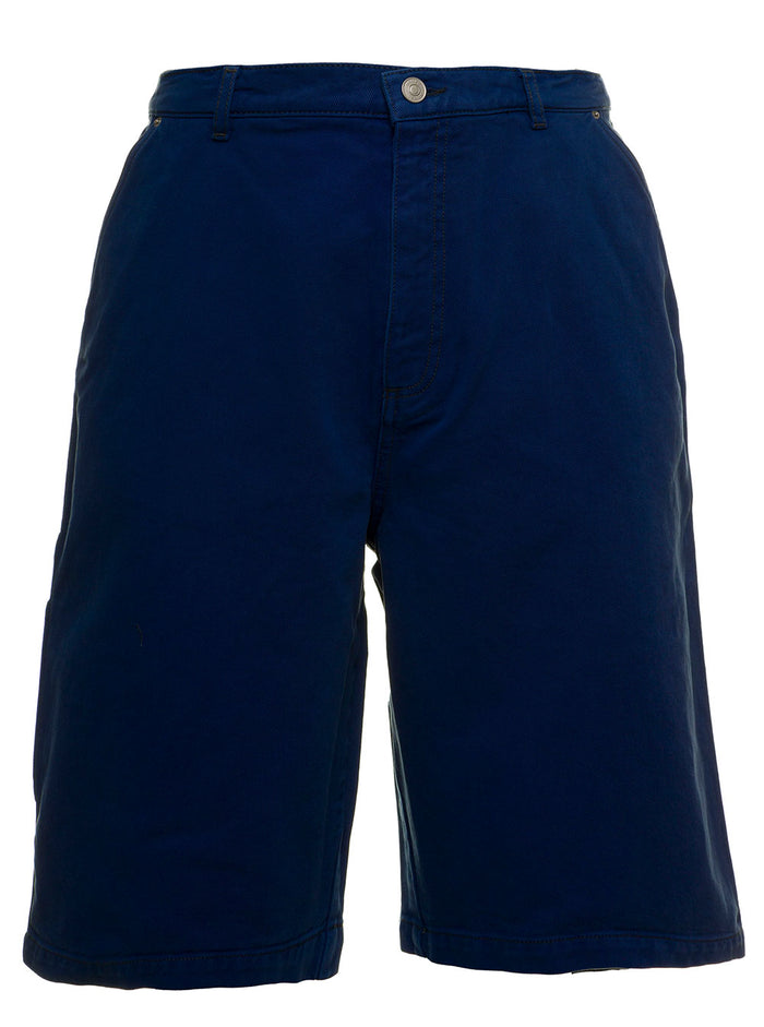 Kenzo Mans Blue Cotton Bermuda Shorts Blu And