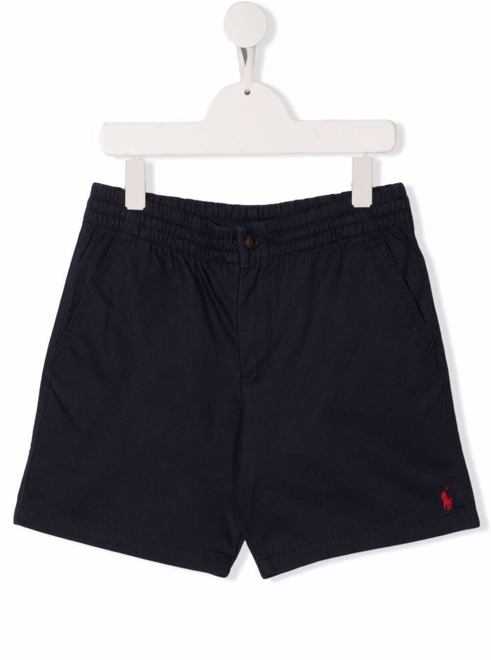 Polo Ralph Lauren Kids Boys Blue Cotton Blend Shorts With Logo Blu Elastane And Bermuda