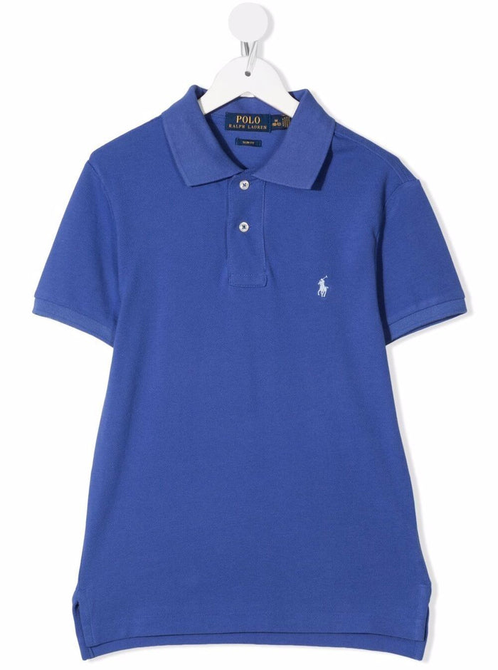 Polo Ralph Lauren Kids Baby Boys Blue Cotton Piquet Shirt With Logo Blu Tshirts And