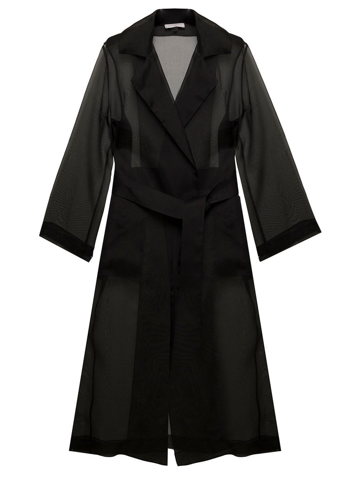 Antonelli Womans Phinner Sheer Black Silk Coat