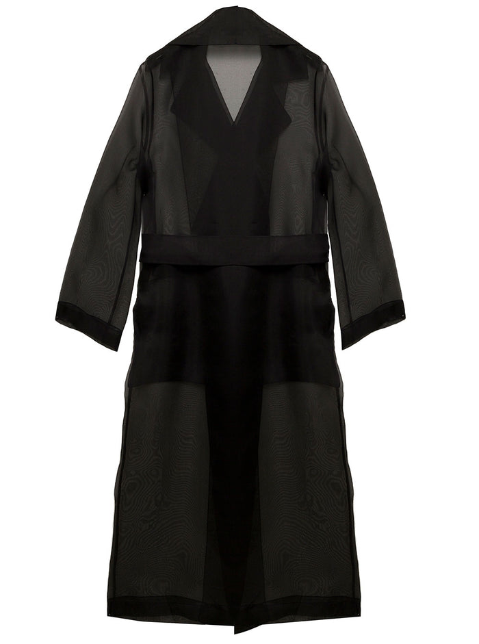 Antonelli Womans Phinner Sheer Black Silk Coat
