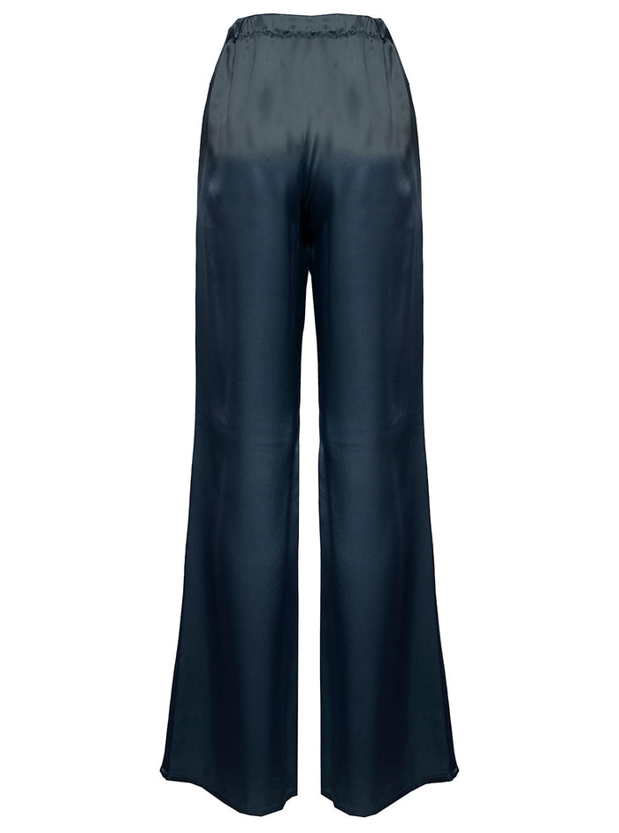 Antonelli Womans Rapolano Blue Satin Pants Blu Acetate Silk Trousers