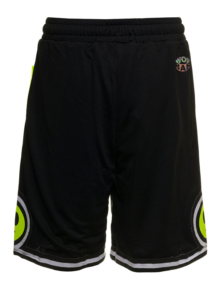 Barrow Mans Black Nylon Shorts With Logo Print Polyester And Bermuda