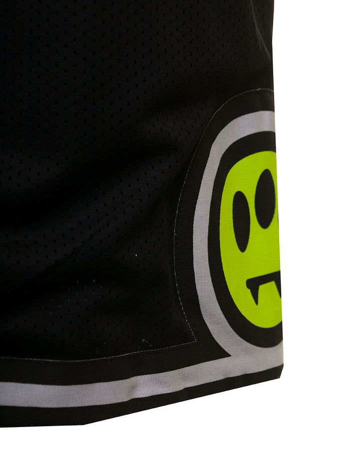 Barrow Mans Black Nylon Shorts With Logo Print Polyester And Bermuda