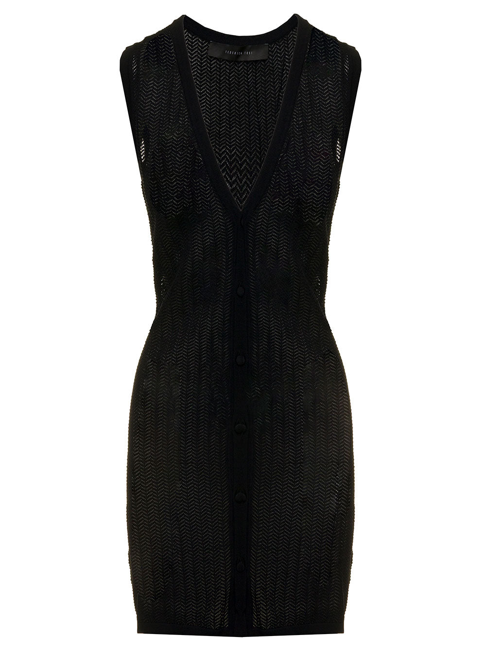 Federica Tosi Womans Visocse Blend Black Cardigan Viscose Polyamide Jersey