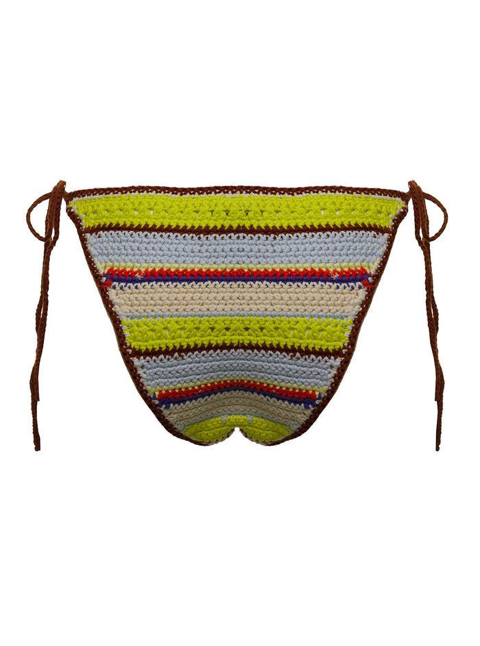 Ganni Womans Multicolor Crochet Cotton Briefs Organic Underwear