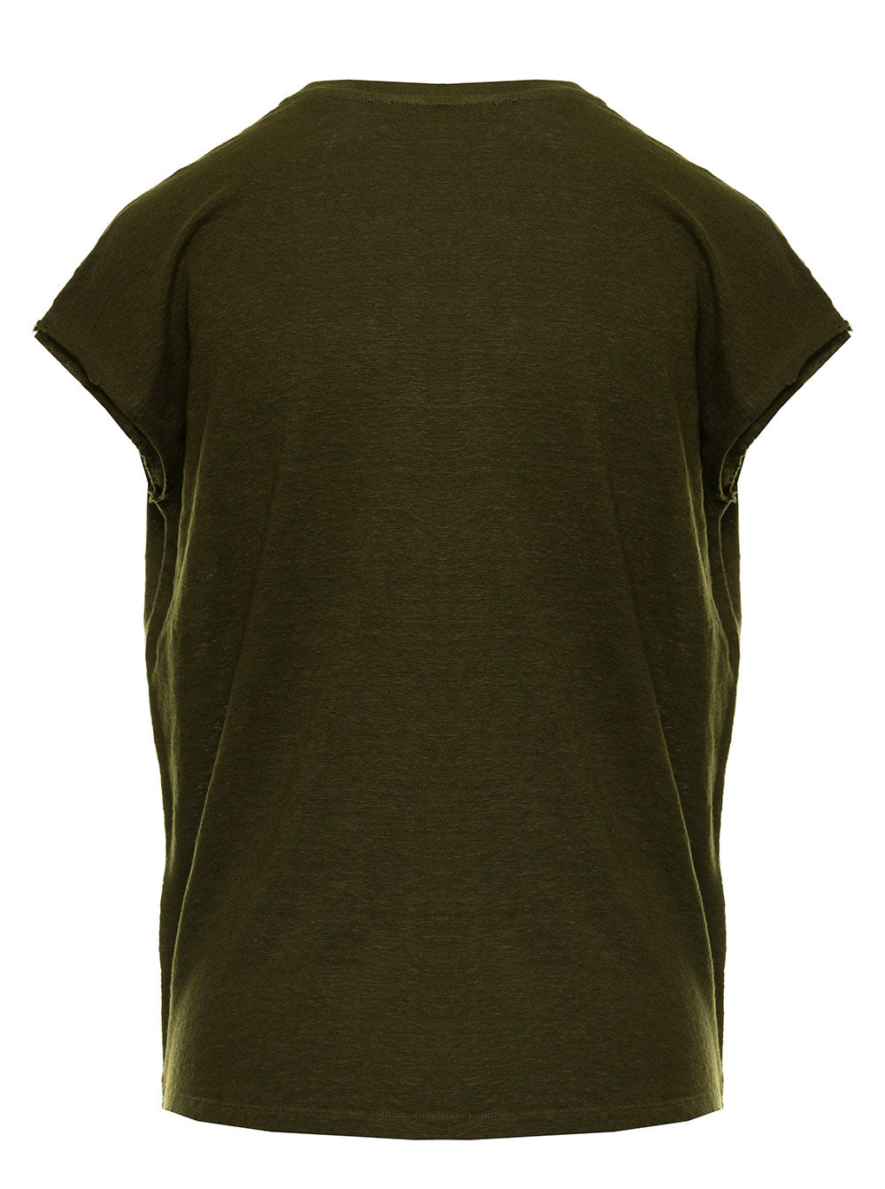 Frame Womans Basic Military Green Linen T-Shirt Tshirts And Polo Shirts
