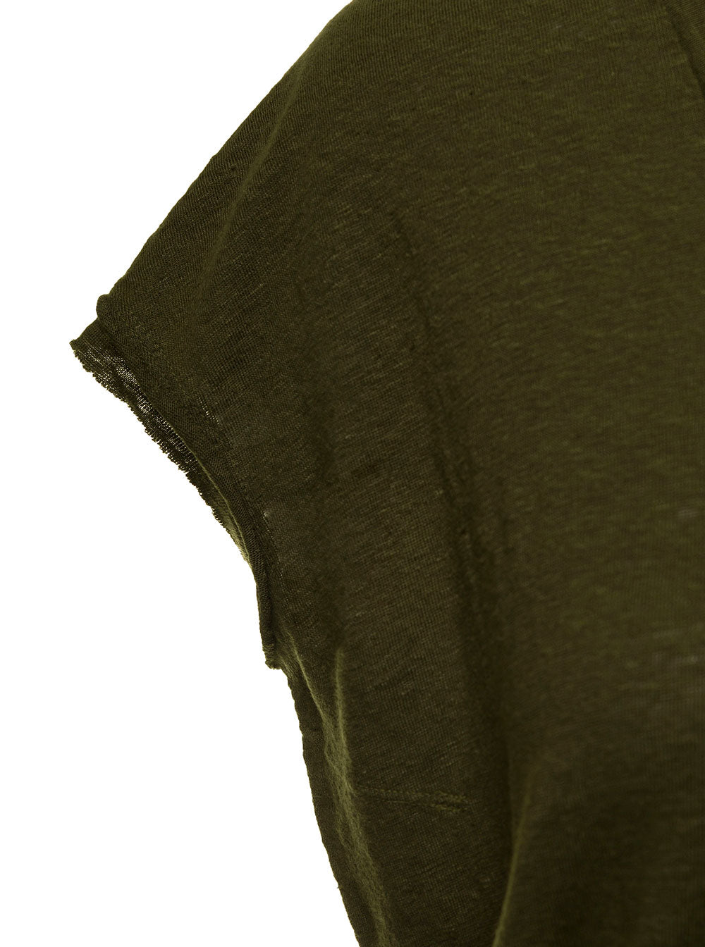 Frame Womans Basic Military Green Linen T-Shirt Tshirts And Polo Shirts