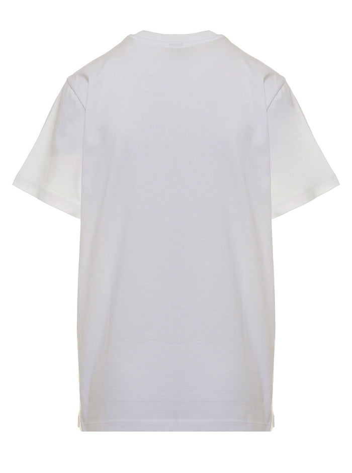 Ganni Womans Sun Love White Jersey T-Shirt Organic Cotton Tshirts And Polo Shirts