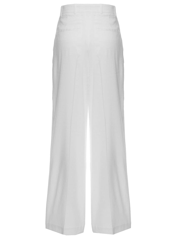 Grifoni Womans White Linen And Viscose Pants Elastane Trousers