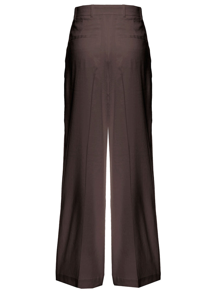 Grifoni Womans Brown Linen And Viscose Pants Elastane Trousers