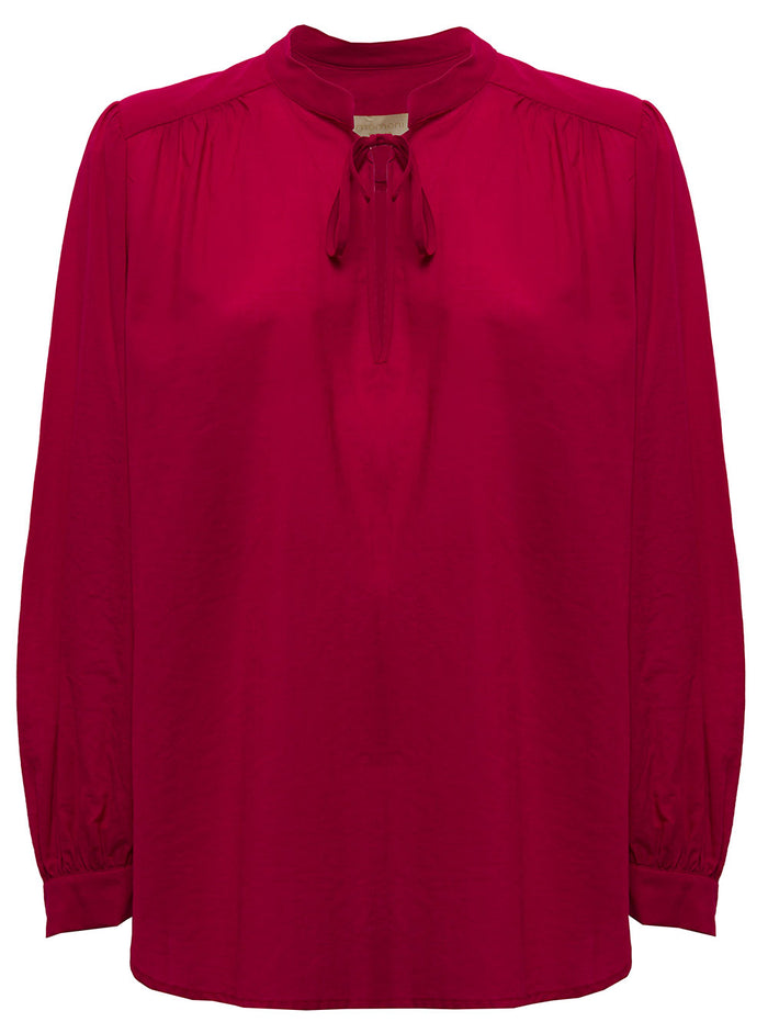 Momonì Womans Kansas Red Cotton Blouse Fuxia Shirts And Blouses