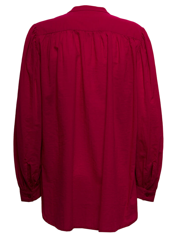 Momonì Womans Kansas Red Cotton Blouse Fuxia Shirts And Blouses