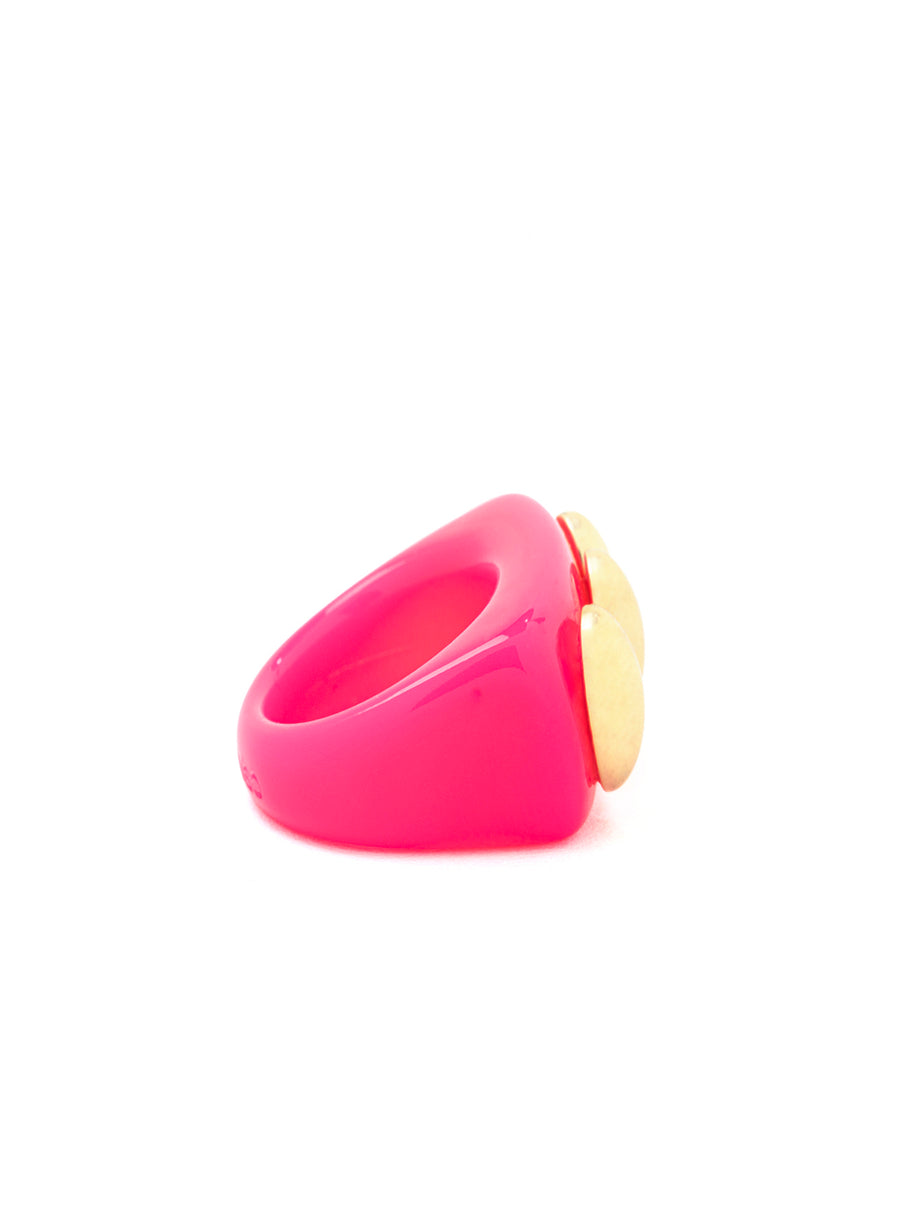 Ring Fluopink Knuckle Duster Pink Plastic Rings