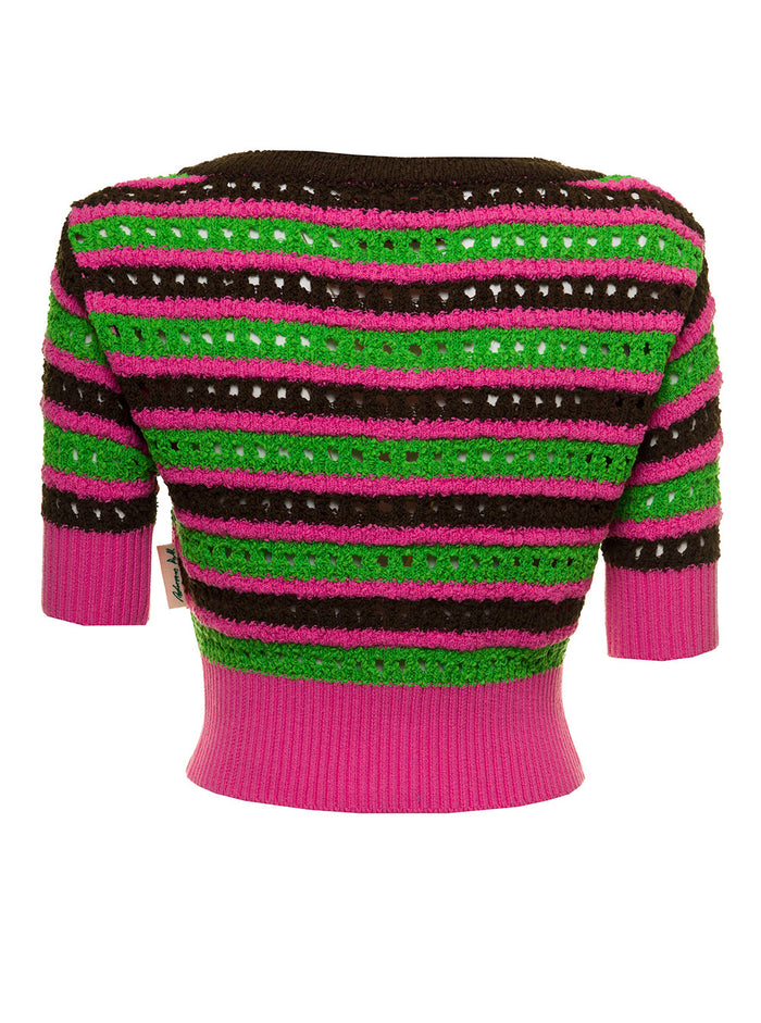 Andersson Bell Womans Choi Jewel Cotton Crochet Multicolor T-Shirt Pink Nylon Tshirts And Polo Shirts