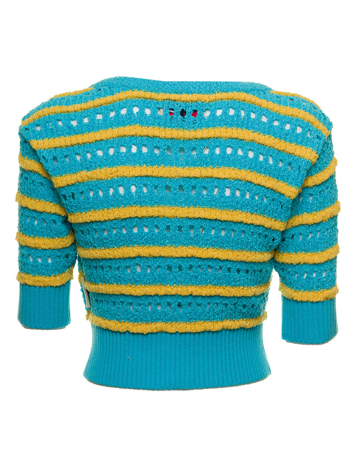 Andersson Bell Womans Choi Jewel Multicolor Cotton Crochet T-Shirt Blu Nylon Tshirts And Polo Shirts