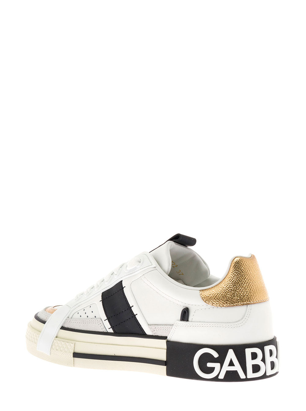 Dolce & Gabbana Womans Custom 2.0 Multicolor Leather Sneakers White Calf