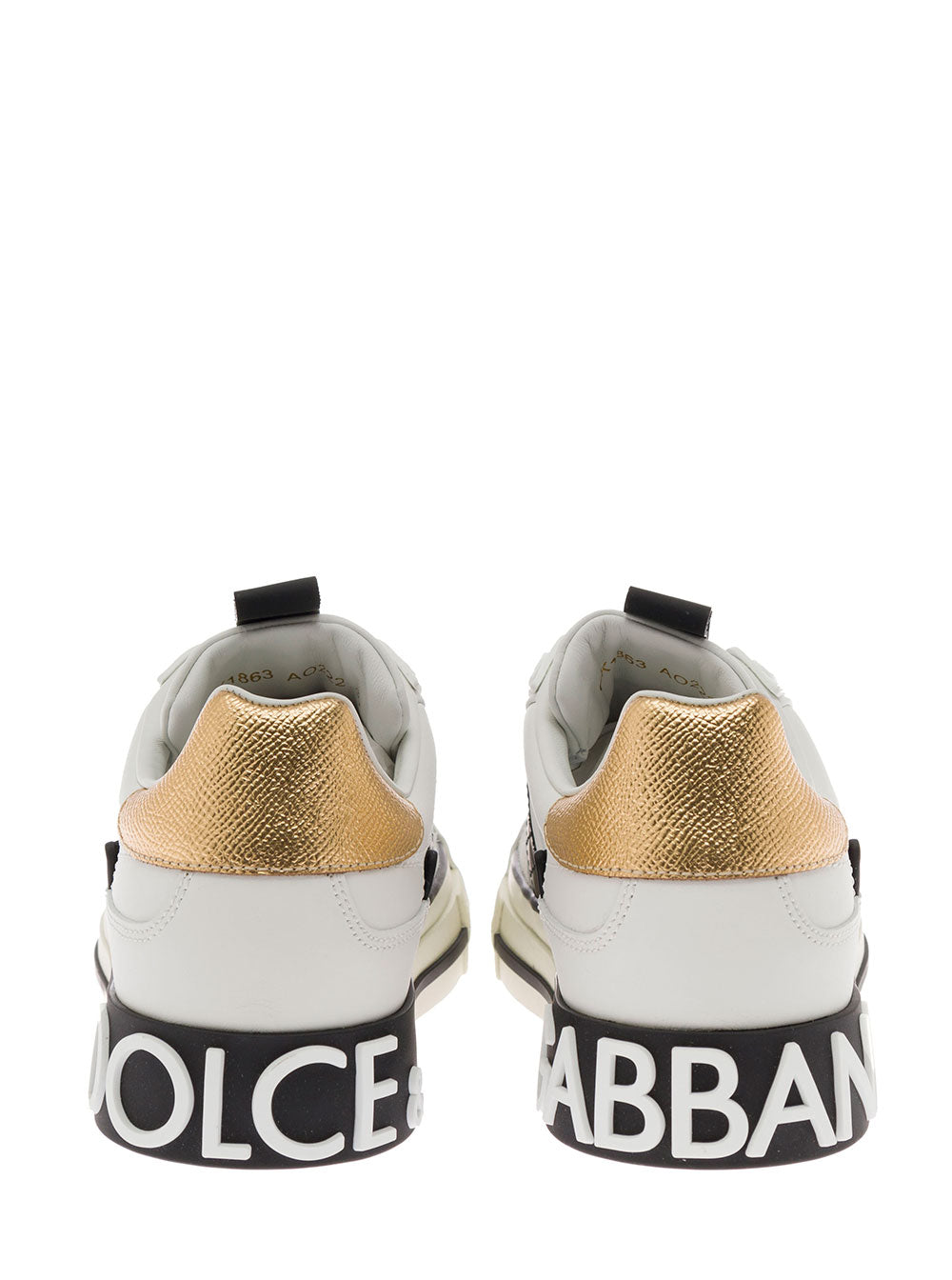 Dolce & Gabbana Womans Custom 2.0 Multicolor Leather Sneakers White Calf