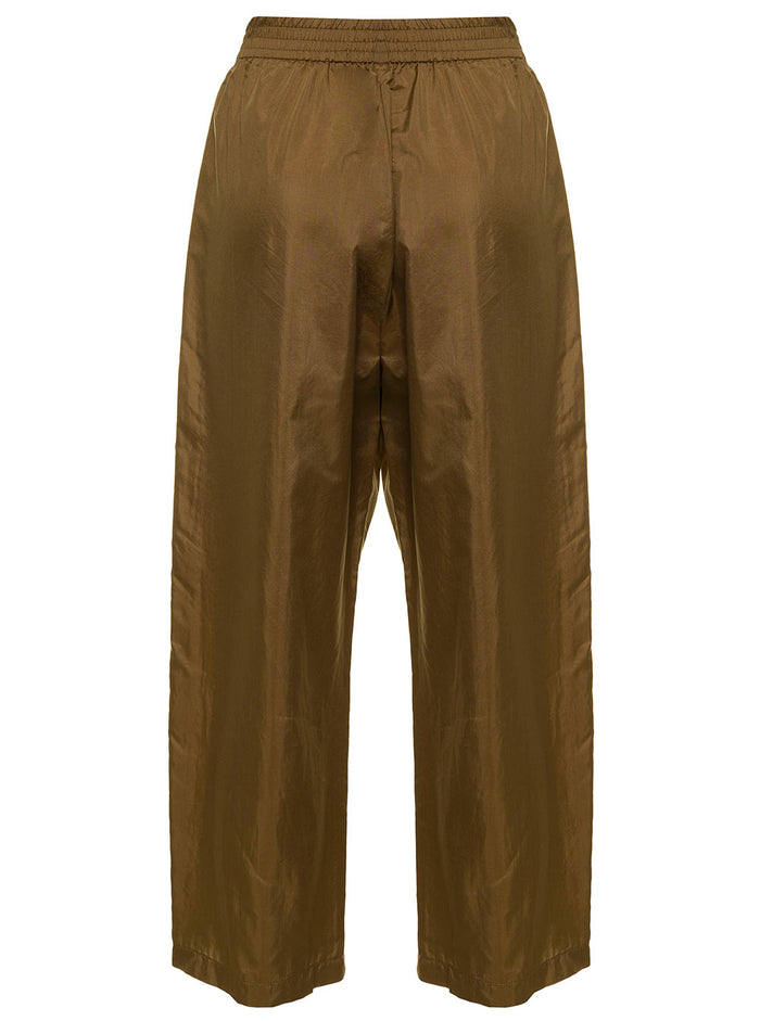 Douuod Womans Brown Silk Blend Trousers Polyamide
