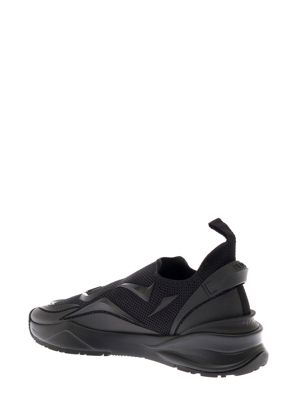 Mans Fendi Flow Black Jacquard Knit Sneakers Polyamide Elastane