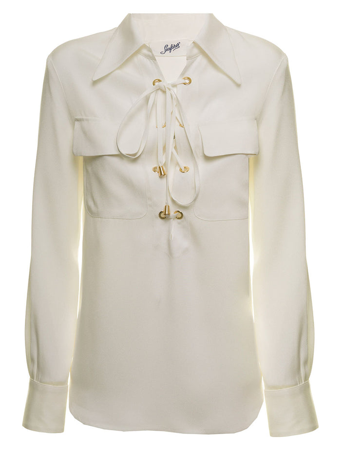 Seafarer Womans White Josephine Viscose Blend Shirt Acrylic And Blouses