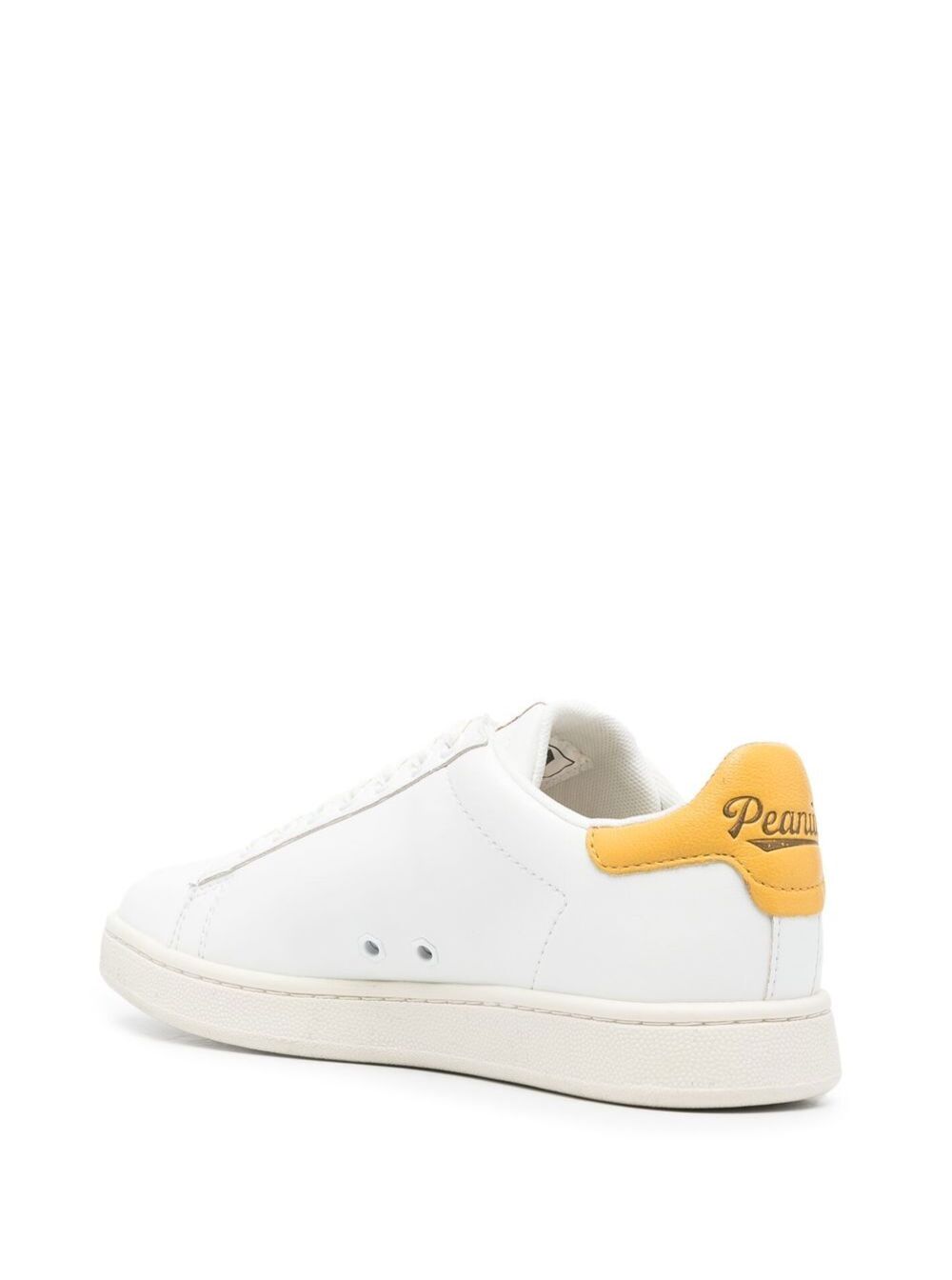 Moa Woman S White Leather Sneakers With Peanuts Print Calf