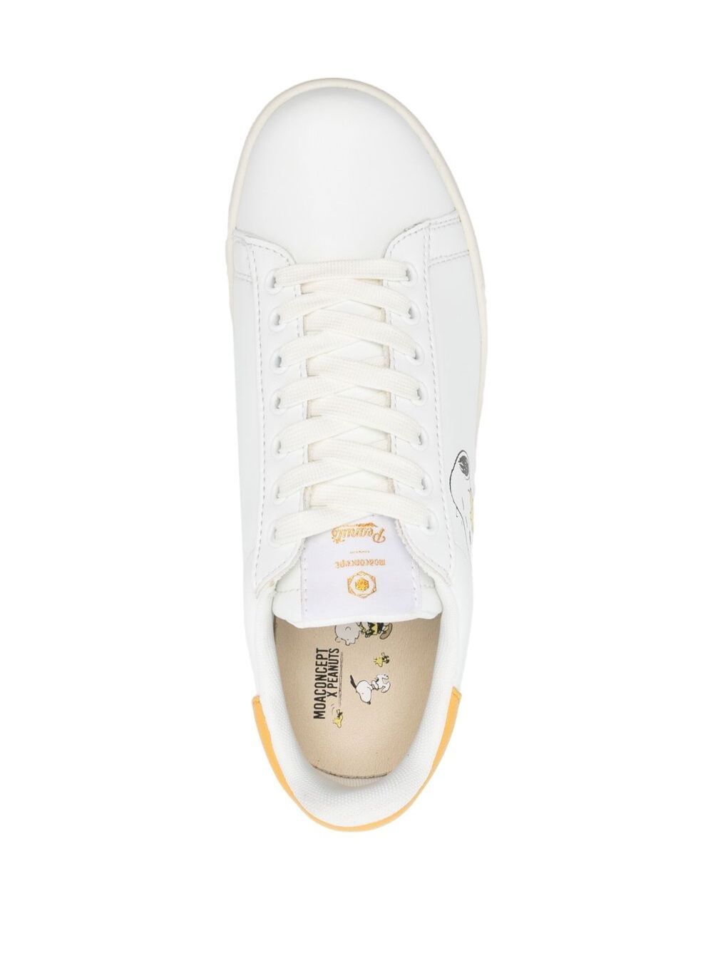 Moa Woman S White Leather Sneakers With Peanuts Print Calf