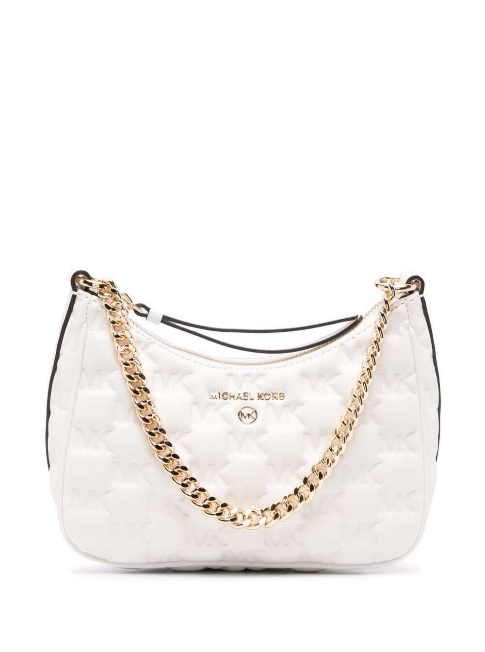 M Michael Kors Womans Jet Set Charme White Quilted Leather Shoulder Bag Polyurethane Polyester Crossbody