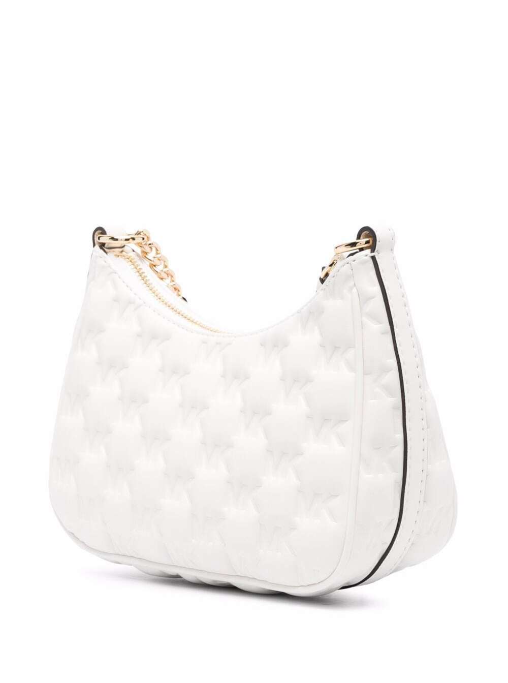 M Michael Kors Womans Jet Set Charme White Quilted Leather Shoulder Bag Polyurethane Polyester Crossbody
