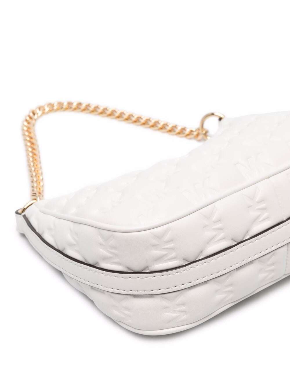 M Michael Kors Womans Jet Set Charme White Quilted Leather Shoulder Bag Polyurethane Polyester Crossbody